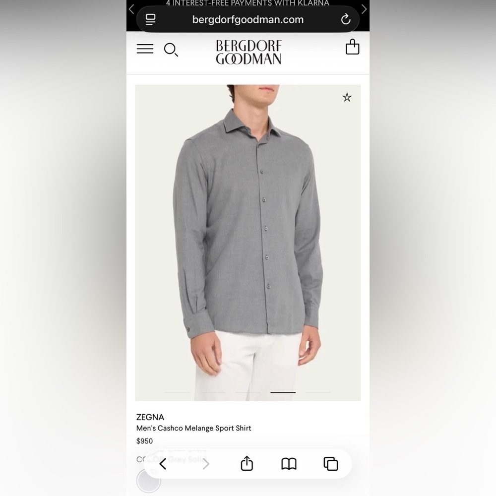 zegna cashco grey shirt